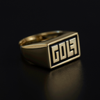 Golf signet ring in sterling silver with 14k gold vermeil