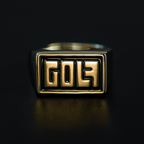 Golf signet ring in sterling silver with 14k gold vermeil, view 2