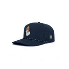 Grip snapback golf hat in Azul, angled view