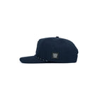 Grip snapback golf hat in Azul, side view
