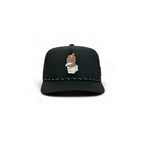 Grip snapback golf hat in black, front view
