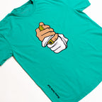 Grip golf T-shirt in Verde, angled view