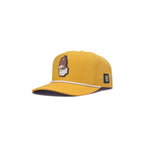 Grip snapback golf hat in yellow, angled view