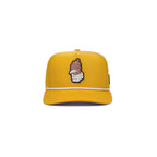 Grip snapback golf hat in yellow, front view